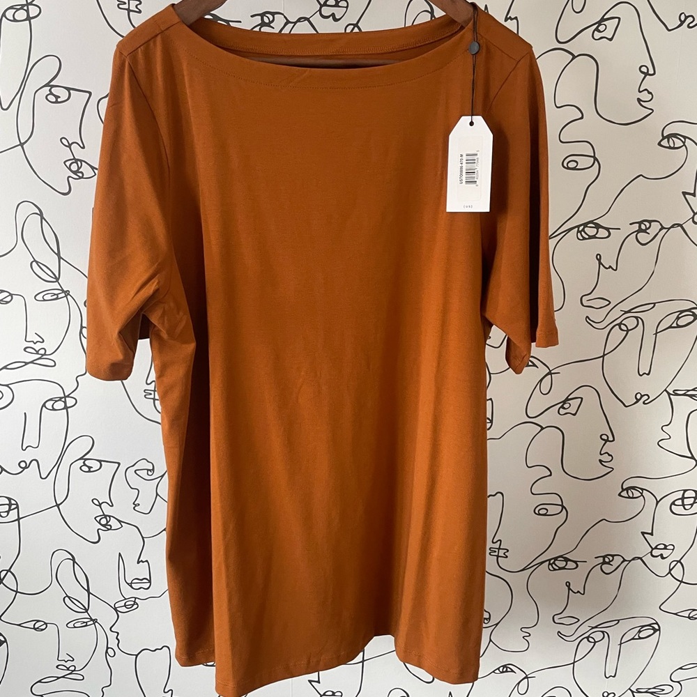 NWT Universal Standard Bella Boatneck Tee - burnt orange M (18/20)